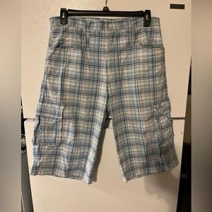Vintage Rocawear Mens‎ Plaid Striped Shorts Size 34 Blue